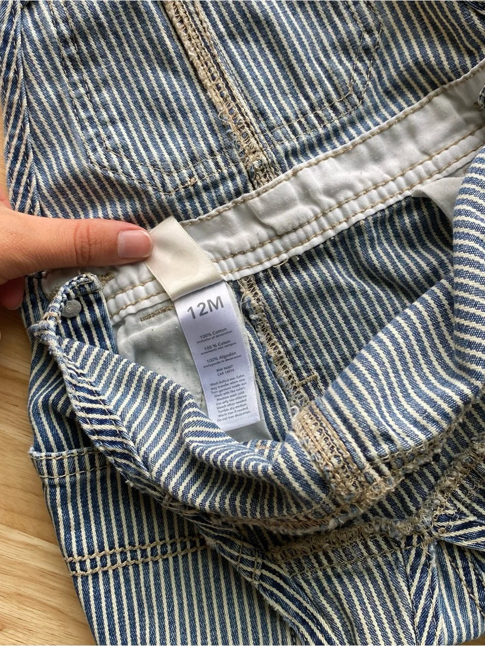 OshKosh B'gosh vintage blue railroad stripe bib overalls 12 months